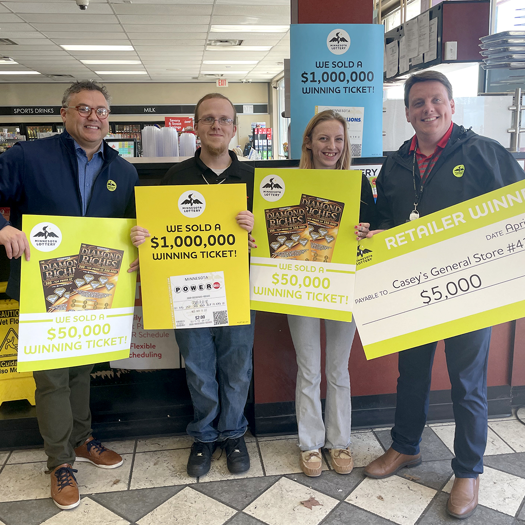 🚨Lucky #MNLottery Hot Spot Alert🚨 @caseysgenstore in #Fridley did it again! They sold a $1M #Powerball ticket for the April 1 drawing. This is their 4th big win in less than 2 years - they also sold a #MegaMillions ticket worth $1M & 2 Diamond Riches scratch tickets worth $50K.