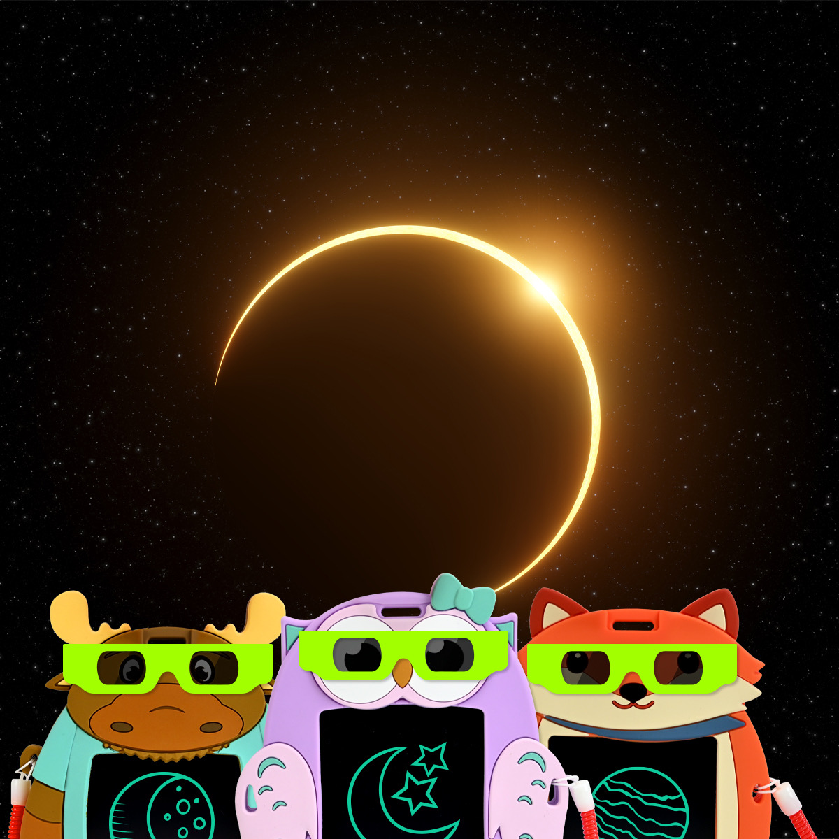 Even our #SketchPals are ready for the #totalsolareclipse. No matter where you are located, we're wishing you a day filled with wonder and discovery!
