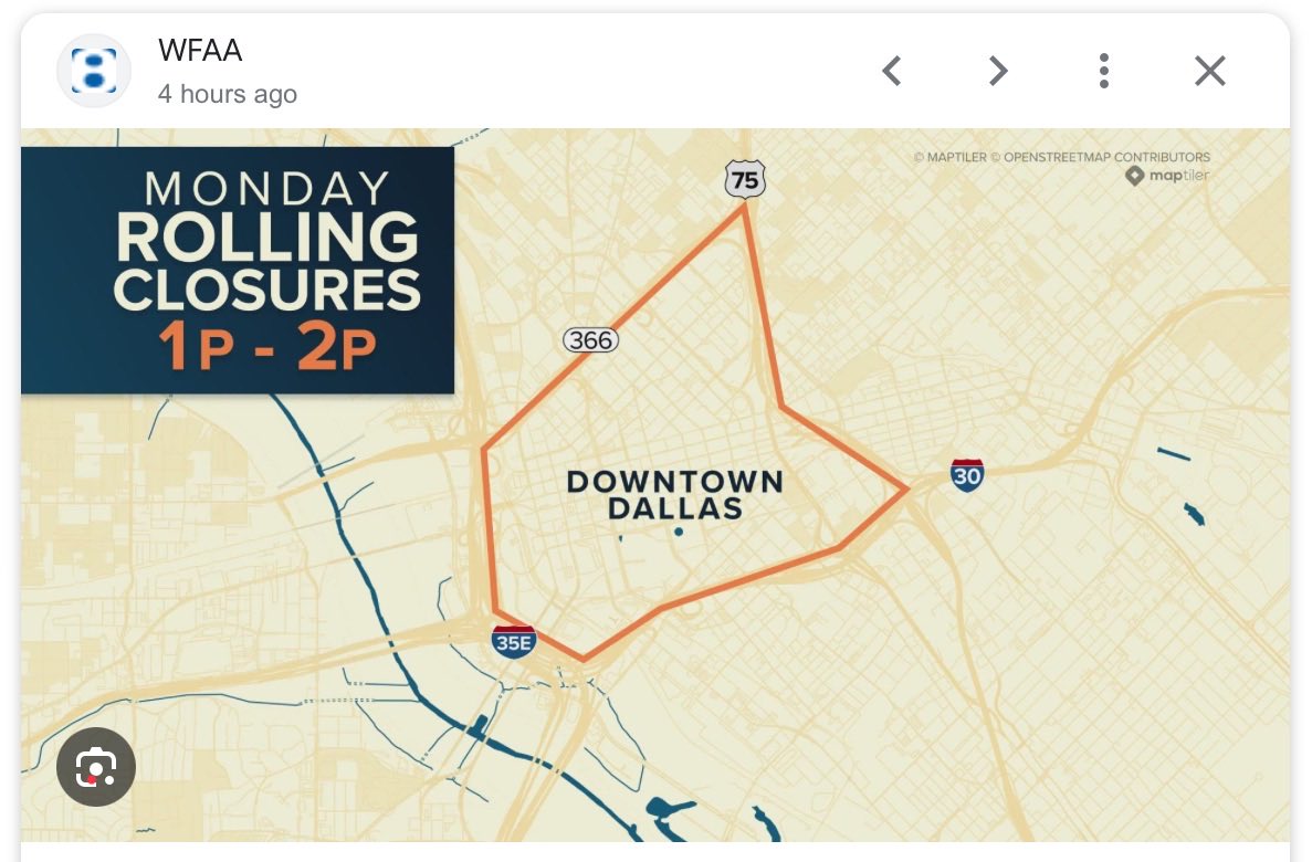 If you’re headed to Dallas you better hurry, getting ready to shut down the freeways.