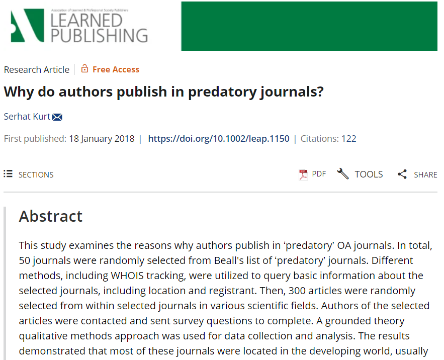PredatoryReport's tweet photo. 𝙋𝙖𝙥𝙚𝙧 1⃣ Why do authors publish in predatory journals? (Serhat Kurt, 2018)

https://t.co/JruIqmkfmG https://t.co/MJ2PHR7zw0