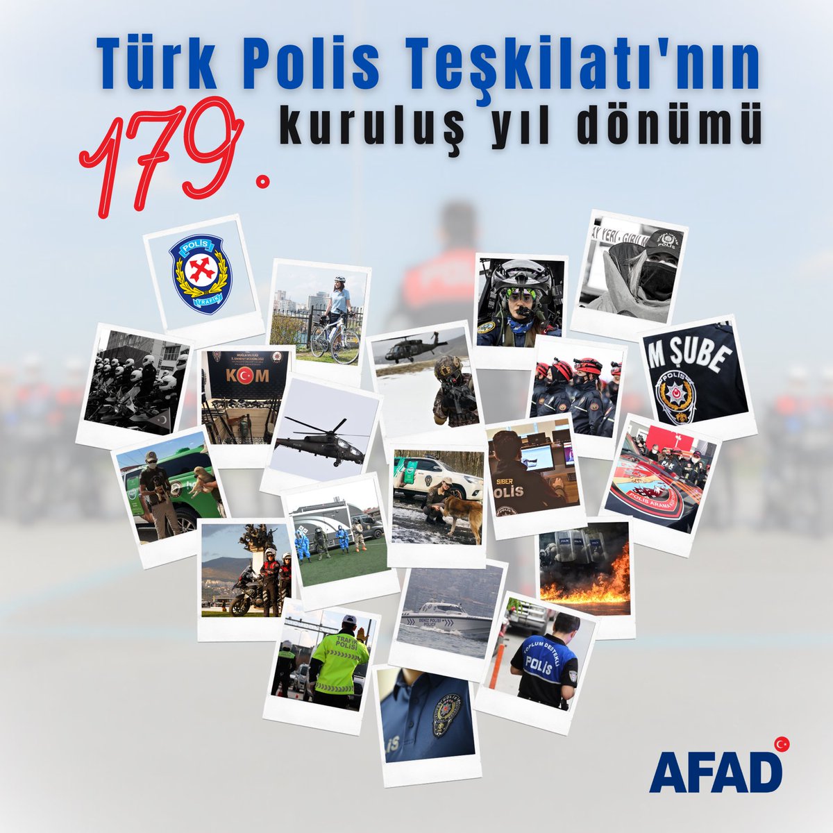 👮🏻‍♀️🇹🇷👮🏻‍♂️

Ülkemizde huzur ve güvenin teminatı olan #TürkPolisTeşkilatı 1️⃣7️⃣9️⃣ yaşında!

Her zaman ve her koşulda milletimizin yanında olan polislerimizi kutluyor; vatan uğruna can veren aziz şehitlerimizi rahmetle, kahraman gazilerimizi şükranla anıyoruz.

<a href="/EmniyetGM/">Türk Polis Teşkilatı</a>