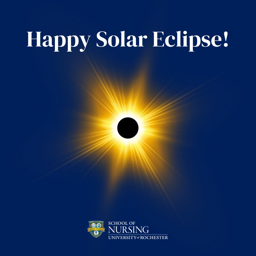 Happy #SolarEclipse2024, and greetings from the path of totality in #RochesterNY! 🐝🌑⁠ Visit @UofR's solar eclipse hub for details on where and when to watch, a live stream, and tips on how to protect your eyes. 😎 rochester.edu/eclipse/