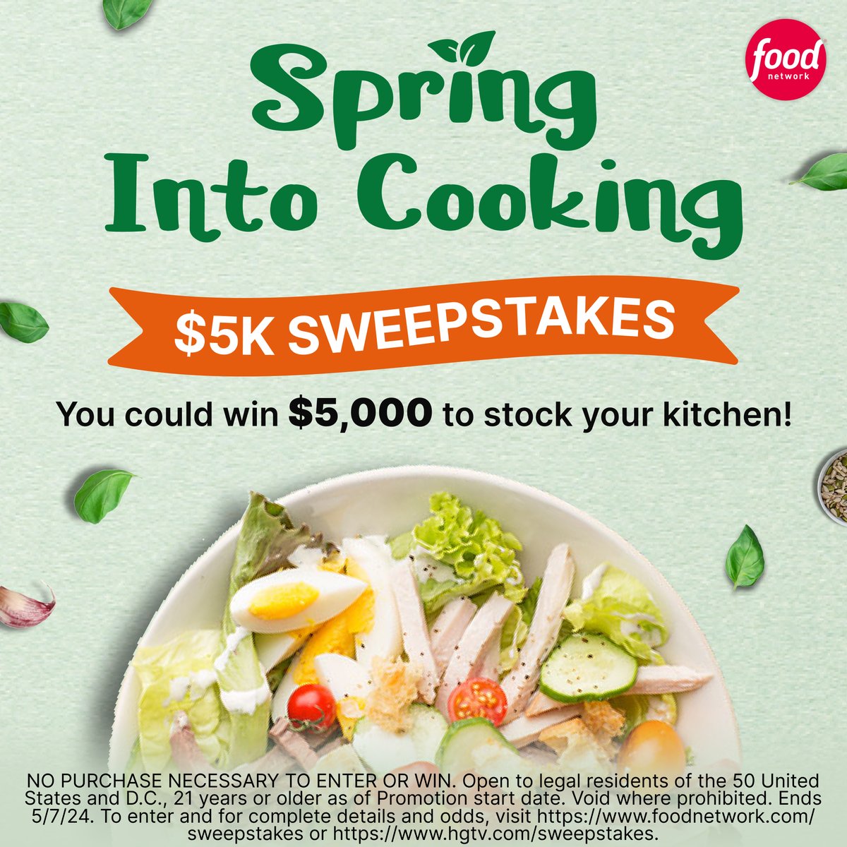 Spring into a new season of cooking with an extra $5,000 to stock your kitchen! 🤩 Enter for your chance to win today: foodtv.com/3P6yIr8