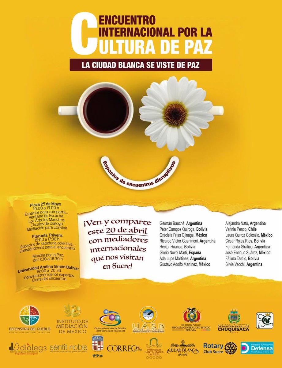 alemarnato's tweet photo. Encuentro por la paz en Sucre, Bolivia. https://t.co/ilaxPNPsKF