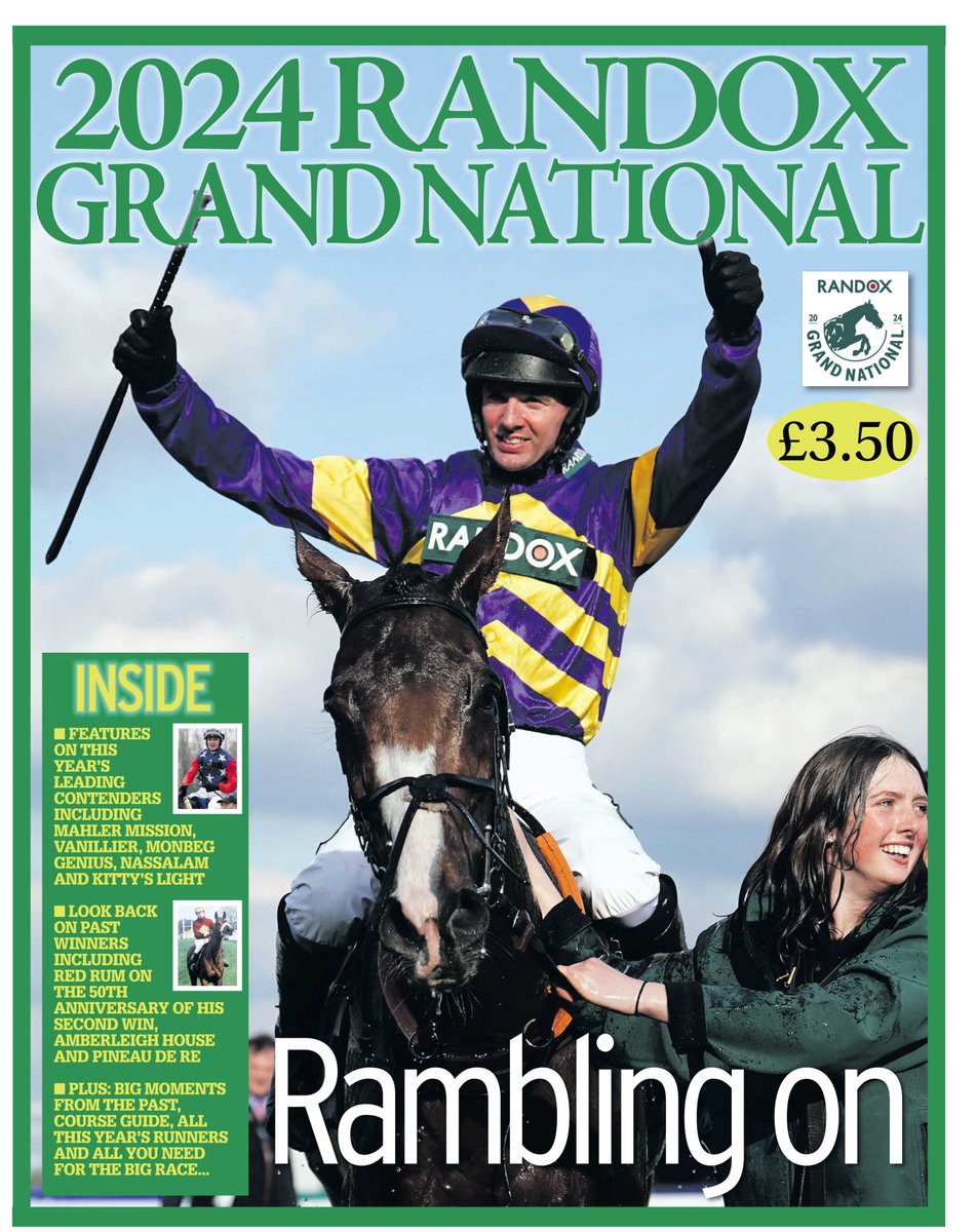 Get the ultimate guide to the 2024 Grand National in shops or via our online store. Priced at £3.50 it is packed full of interviews with star trainers and jockeys, the lowdown on the leading contenders, guide to the circuit and top tips. Buy it here shorturl.at/emrIX