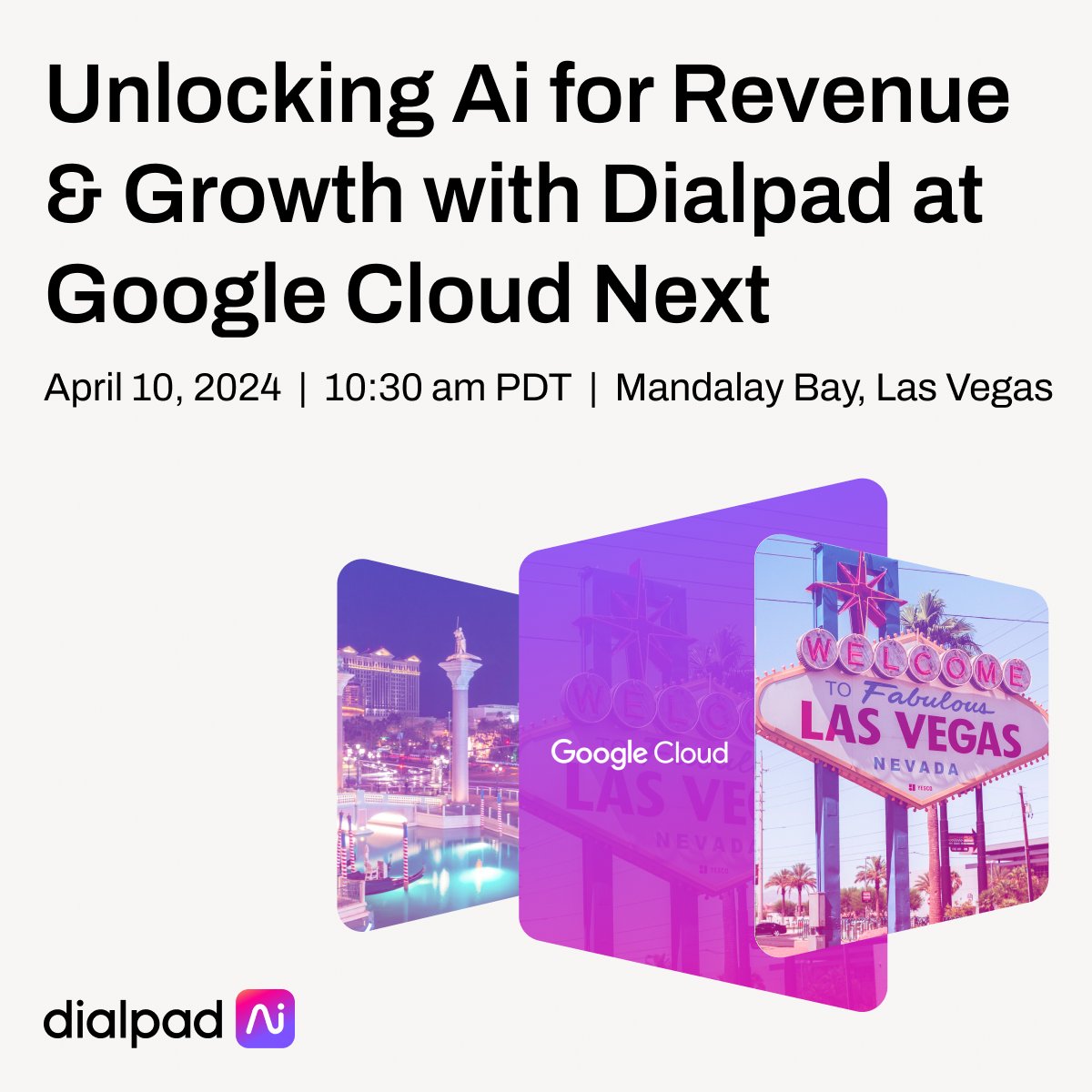 ✨ Time is now! This week, @Dialpad takes centre stage at #GoogleCloudNext. We have four enlightening discussions on schedule, including a special one from our very own Founder and CEO, @cwalker123. Haven't registered yet? Join us here: bit.ly/4anHB8k