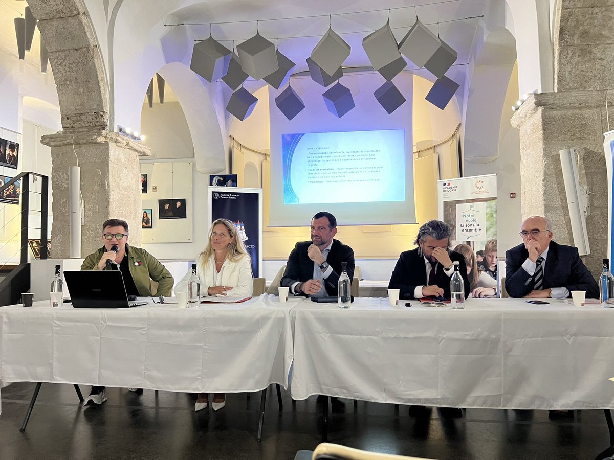 Jean-Charles ORSUCCI (@orsuccijc) on Twitter photo Lancement à Bunifazziu de la concertation « Notre École Faisons-Là Ensemble » autour de 3 axes de réflexion:
- la tenue unique,
- l’aménagement de la cour de récréation,
- le tableau numérique.
L’<a href="/accorse/">Académie de Corse</a> et <a href="/MairieBonifacio/">Mairie de Bonifacio</a> main dans la main et aux côtés des personnels, des Lancement à Bunifazziu de la concertation « Notre École Faisons-Là Ensemble » autour de 3 axes de réflexion:
- la tenue unique,
- l’aménagement de la cour de récréation,
- le tableau numérique.
L’<a href="/accorse/">Académie de Corse</a> et <a href="/MairieBonifacio/">Mairie de Bonifacio</a> main dans la main et aux côtés des personnels, des