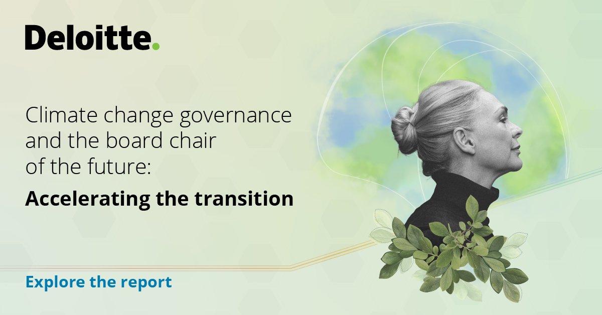 The Deloitte Global Boardroom Program’s chair of the future report is here! See how board chairs can accelerate the transition toward a low-carbon future with #climatechange governance.

Read the report to learn more🔗 www2.deloitte.com/us/en/insights…
