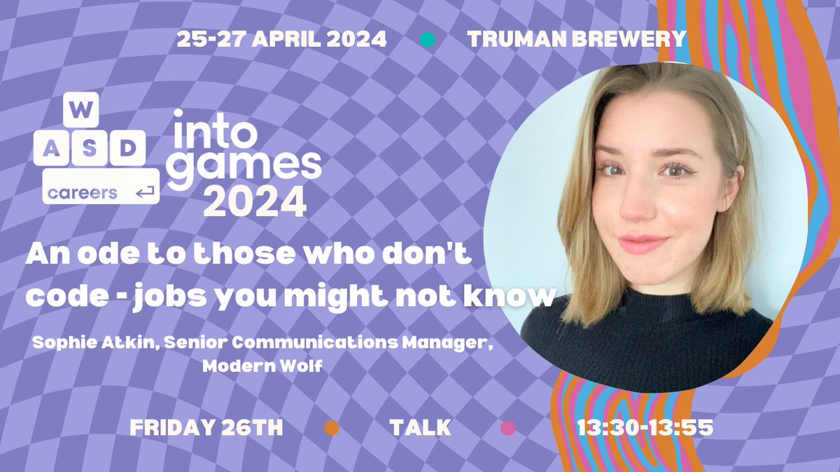 Do you want to be involved in games but don't think you can as a non-coder? Worry no further! Sophie Atkin, Senior Communications Manager at @ModernWolfLtd will be taking us through roles we might not know👀 📆26/07/24 🕐13:30-13:55