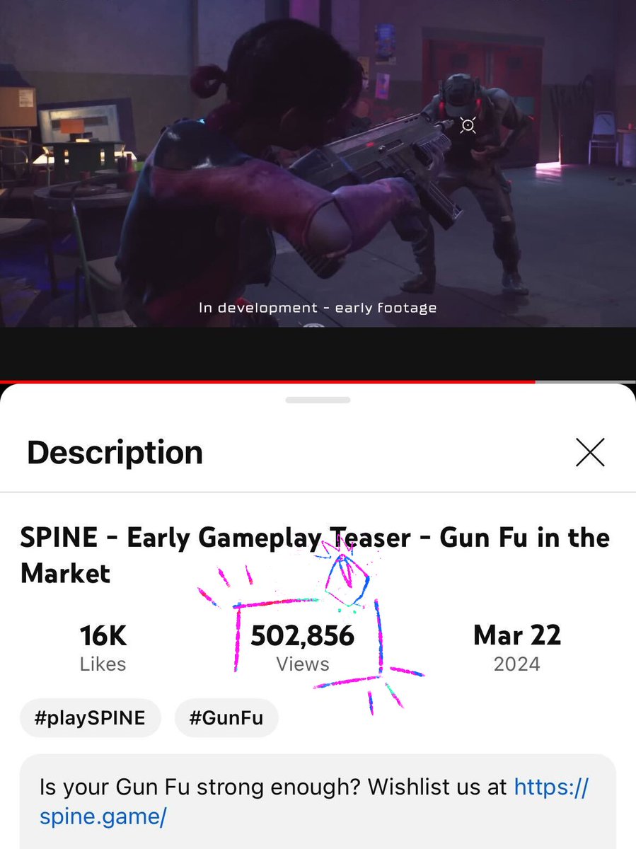 Our early gameplay teaser has reached 500k views 👑 Huge thanks for your incredible support 💗. Let's double it. Next goal: 1M. ▶ youtu.be/w8CpzsQn1ls #playSPINE #GunFu #gameplay #UE5 #gamedevelopment #Steam #XboxSeries #PlayStation5
