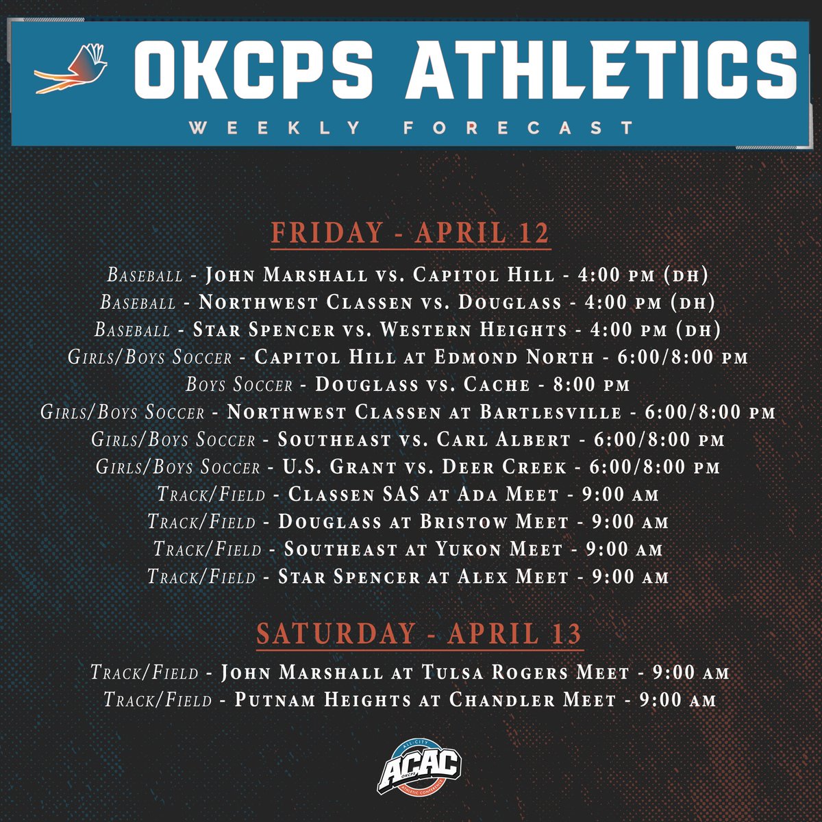 OKCPS Athletics (@okcps_athletics) on Twitter photo Another loaded week across the 405 ๐ฅ
Here's your full <a href="/OKCPS/">OKC Public Schools</a> ๐๐๐๐ ๐ก๐ฎ ๐๐ค๐ง๐๐๐๐จ๐ฉ โฌ๏ธ Another loaded week across the 405 ๐ฅ
Here's your full <a href="/OKCPS/">OKC Public Schools</a> ๐๐๐๐ ๐ก๐ฎ ๐๐ค๐ง๐๐๐๐จ๐ฉ โฌ๏ธ