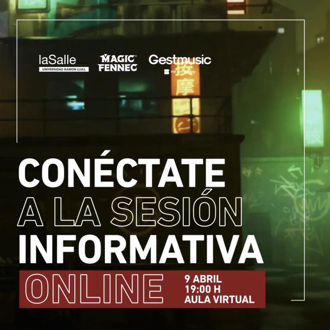 No te pierdas la sesión informativa del nuevo máster en Producción Virtual en Ficción con Unreal de <a href="/LaSalleBCN/">La Salle BCN</a> junto a <a href="/Gestmusic/">Gestmusic</a> y <a href="/magic_fennec/">MagicFennec</a>! 
MAÑANA A LAS 19:00h 🔔

Link: studies.salleurl.edu/event?l=sesion…