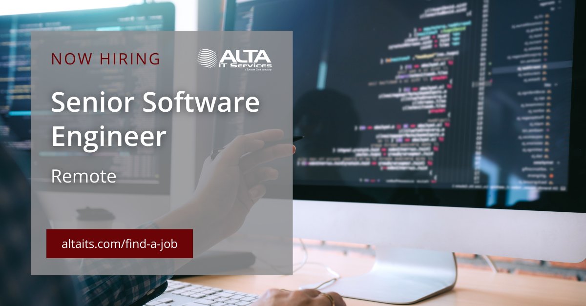 ALTA IT Services is #hiring a Senior Software Engineer for #remote work. 

Learn more and apply today: jobs.systemone.com/job/senior-sof…
#ALTAIT #OracleDBA #JavaScript #AdobeExperienceManager #508Testing #JAWs #DOJClearance