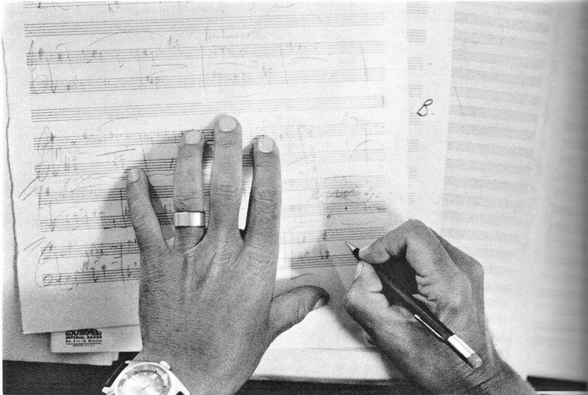 'When I get in my composing period, it takes at least two, if not three weeks to get everyone else's notes [of the composers I've been conducting] out of my head -- Stravinsky's, Brahms', Mozart's.' -Leonard Bernstein, 1964 [📸Key Heyman]