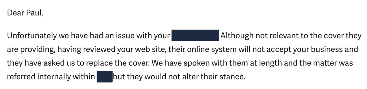 Can insurers please stop discriminating against crypto companies, thank you