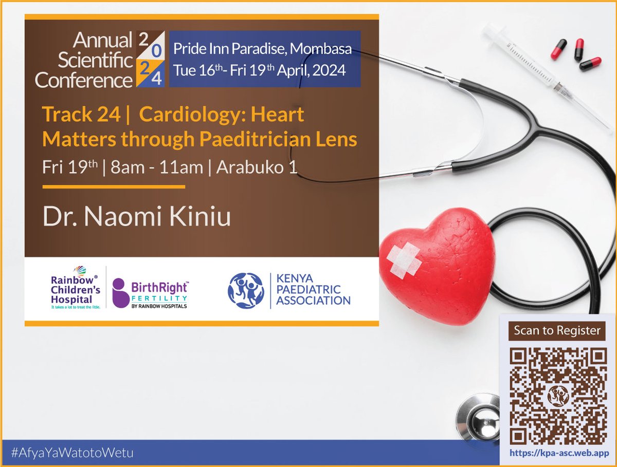 In track 24 we get to view the paediatrician's unique perspective of matters of the heart. Register today: kpa-asc.web.app
#AfyaYaWatotoWetu #Childhealth