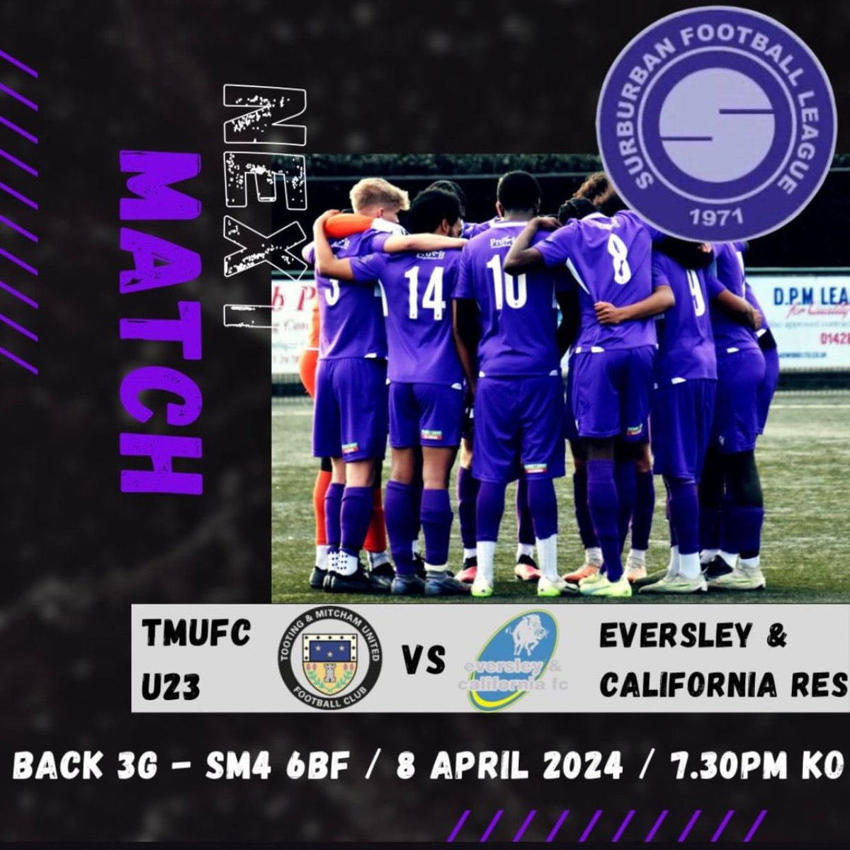 Matchday for our U23 side 🆚 @EversleyCaliU23 📍 Imperial Fields 3G Surface 🏆 Suburban Football League ⏱️ 19:30 KO