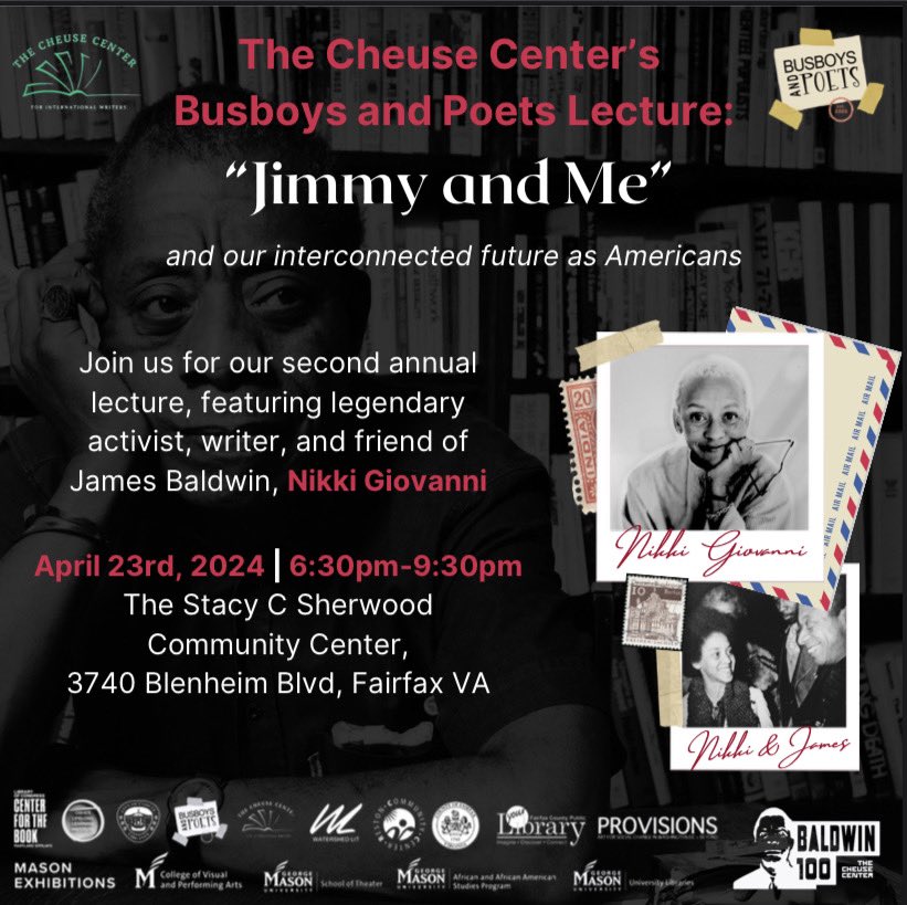 Join us for our second annual Busboys and Poets Lecture as the award winning writer and public intellectual, Nikki Giovanni presents 'Jimmy and Me' and our Interconnected Future as Americans. RSVP here: cheusecenter.gmu.edu/events/15343