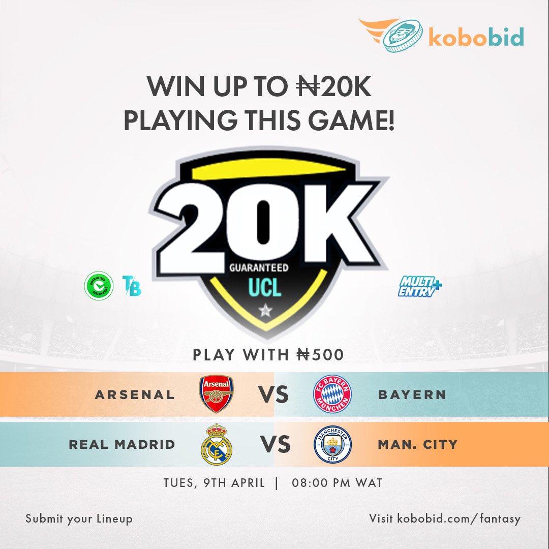 It’s GAME DAY tomorrow! Win up to N20,000 playing this game. Go to kobobid.com/fantasy now to join.