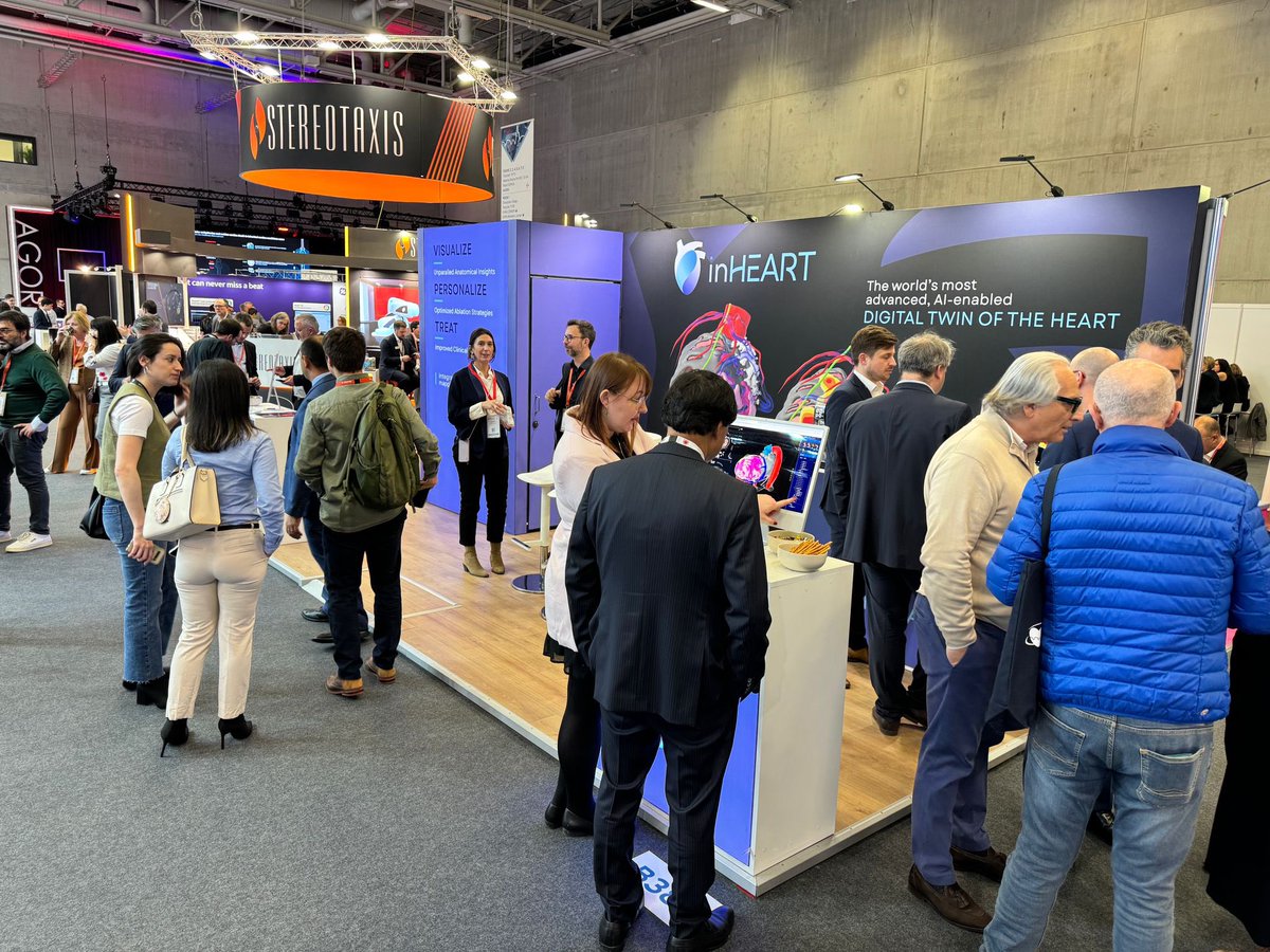 A packed house today at Frederic Sacher’s presentation on the future of image-guided ablation for VT with the inHEART solution and another busy day in the booth! Stop by to learn how inHEART’s digital twin of the heart can optimize your ablation strategies! #EHRA2024 European…