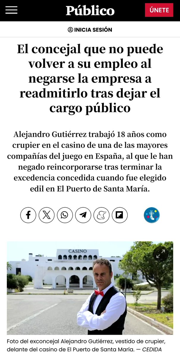 💥 Nuestro compañero Alejandro Gutiérrez (@AlejandroElPto) sufre represión política por parte de su empresa, que se niega a readmitirlo tras haber ejercido de concejal. No soportan que los trabajadores hagamos política para nuestra clase. Difundamos su caso 👇