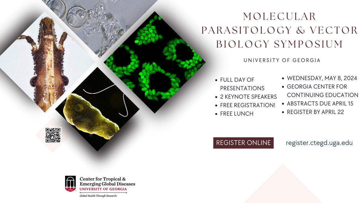 Reminder: Abstracts for the Molecular Parasitology & Vector Biology Symposium are due on April 15! ctegd.uga.edu/events/symposi…