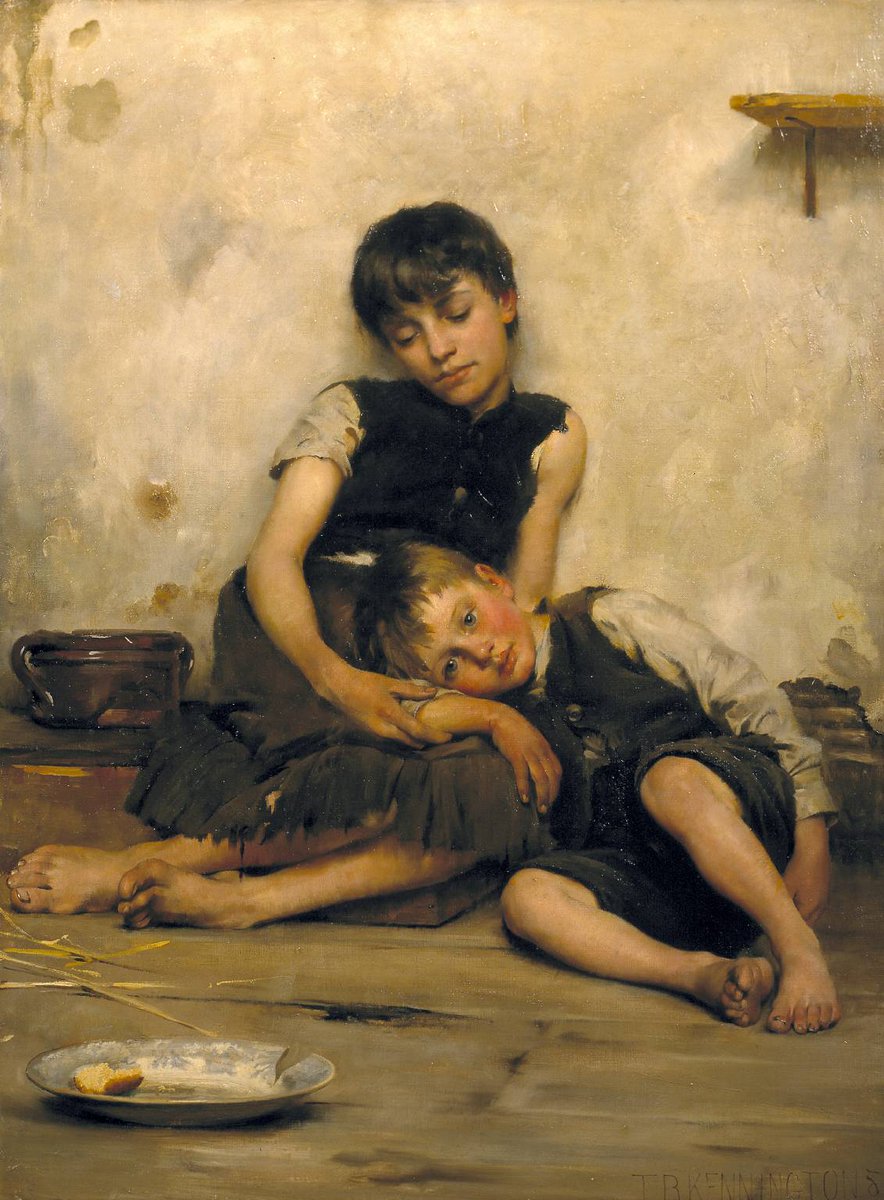 Thomas Benjamin Kennington , British painter (1856-1916) Orphans 1885 oil on canvas,101.6 cm x 76.2 cm Collection Tate Britain