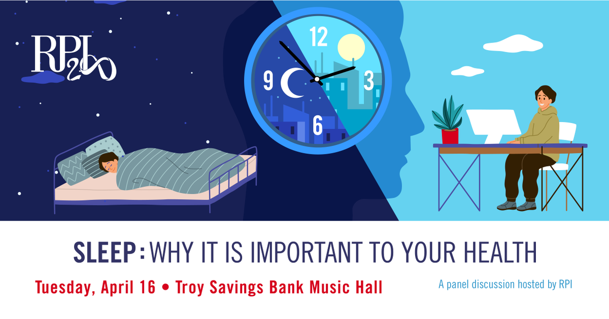 Please join us on Tuesday, April 16, at the Troy Savings Bank Music Hall for a discussion on the role of sleep and circadian rhythms in human health. Doors open for refreshments at 5 p.m.; talk begins at 5:30 p.m. Register now: bit.ly/4cLD8Om.