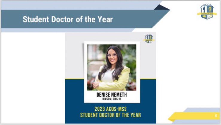 Speechless and honored to be named @ACOS_MSS's •2023 Student Doctor of the Year 🩺✨• This recognition is incredibly meaningful to me and I can hardly express with words how thankful I am. 🫶🏽 Looking forward to contributing to @ACOS_Residents and @ACOSurgeons in the future.