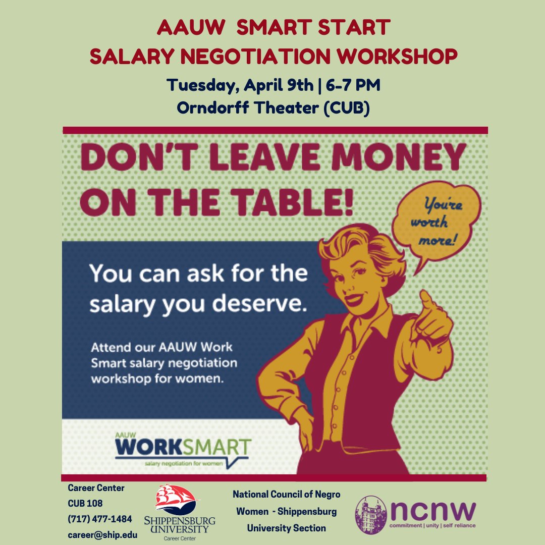 💼 Ready to close the wage gap? Join us tomorrow for an empowering AAUW Salary Negotiation Workshop! Let's level up our negotiation skills and #DemandWhatYouDeserve 💪✨ 

All are welcome to attend!
@ncnwhq

#EqualPay #EmpowerWomen #WageGap