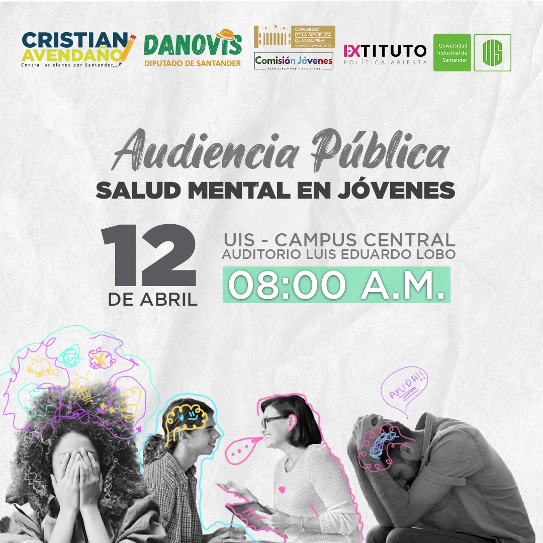 Invitación a todos los Jóvenes del país para encontrarnos en la primera Audiencia Pública de #SaludMental, en dónde tendremos un espacio de diálogo y construcción de aportes a un proyecto de Ley que responda a las verdaderas necesidades que tienen en este ámbito. 🗓️12 de abril.…