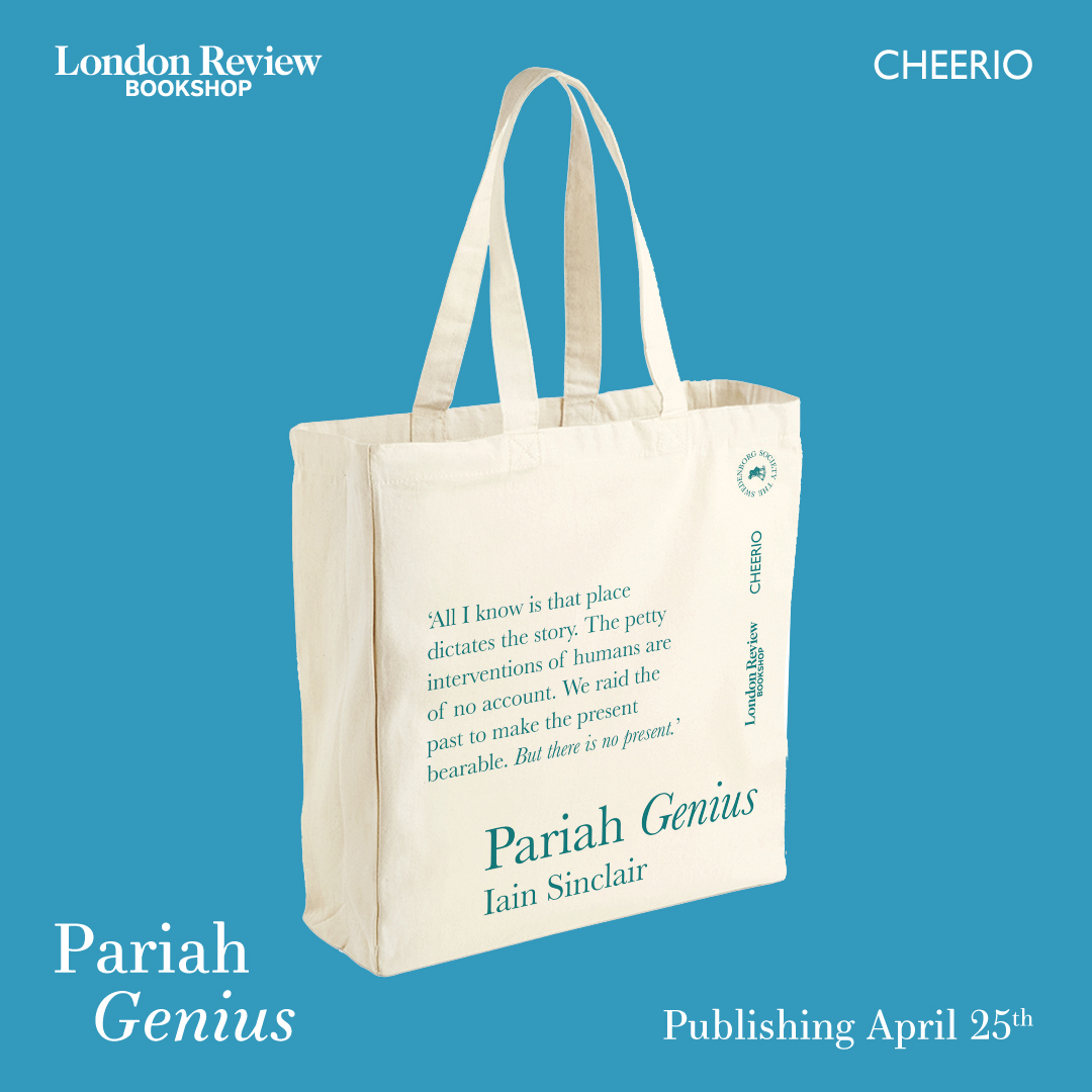 Iain Sinclair's PARIAH GENIUS, a bold fictionalisation of the life of photographer and chronicler of Soho life John Deakin, is coming from @CHEERIOPublish later this month Pre-order your SIGNED copy from us and get a free tote bag and Deakin postcard! lrb.me/vc3