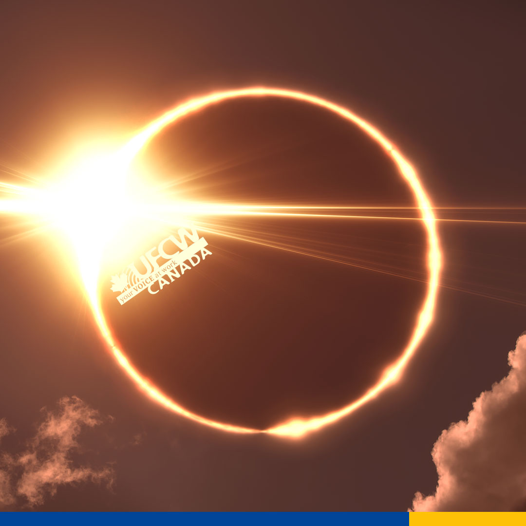 Much like the sun's eclipse, the power of UFCW and the labour movement shines brightly, reminding us of the vital role unions play in shaping equitable workplaces and societal progress. ☀️🌚 #UFCW #Solidarity