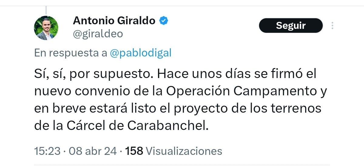 Pues parece que el 'proyecto de los terrenos de la cárcel de Carabanchel', impuesto por las élites sin ninguna participación ciudadana estará listo en breve.

Luego te prometen que contarán con los vecinos, bla, bla, bla... cuando quieren que les votes. 

#PelotazoCarabanchel