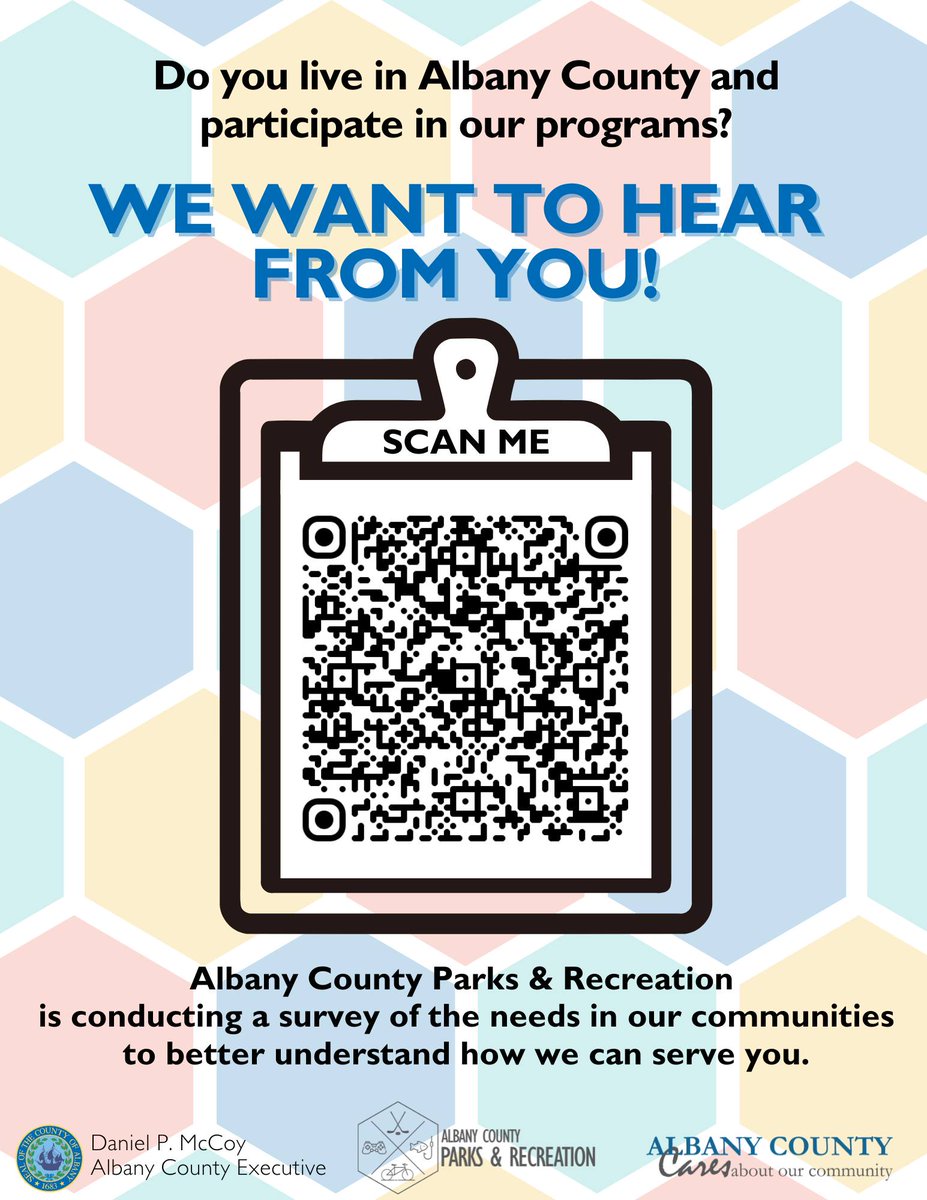 To further develop and improve our programs, Albany County Parks & Recreation is seeking feedback from the community. Please take a moment to fill out the quick survey below and let us know your thoughts! forms.gle/eE1iWsKt3zgr7M…