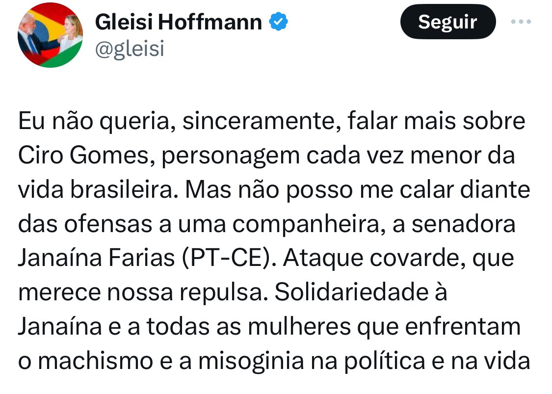 Estou aguardando você se solidarizar com a ex-mulher do filho do seu presidente. Hipócrita!