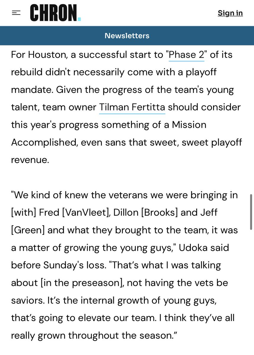 ⬆️ “Tilman Fertitta should consider this year's progress something of a Mission Accomplished, even sans that sweet, sweet playoff revenue.” y’all really should visit chron dot com (mainly so it’s not just @criswell_sports and @thedoctorcarson reading my jokes)