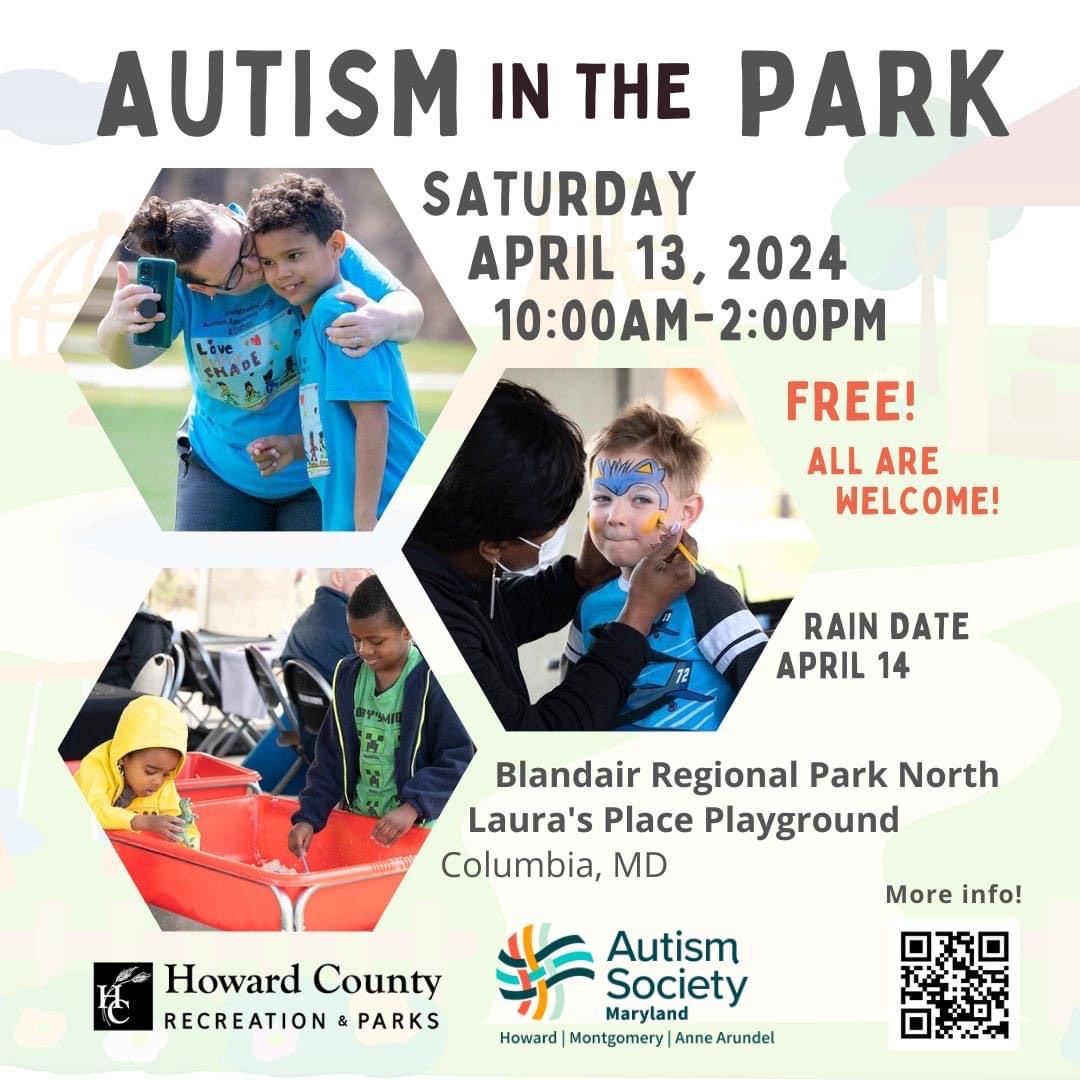 MDDisabilities (@mddisabilities) on Twitter photo Celebrate Autism Acceptance Month with Howard County Recreation and Parks and the Autism Society of Maryland on April 13th at the Autism In the Park event! Visit with first responders, providers, and county resources.  Enjoy interactive play and more! Free for all ages. Celebrate Autism Acceptance Month with Howard County Recreation and Parks and the Autism Society of Maryland on April 13th at the Autism In the Park event! Visit with first responders, providers, and county resources.  Enjoy interactive play and more! Free for all ages.