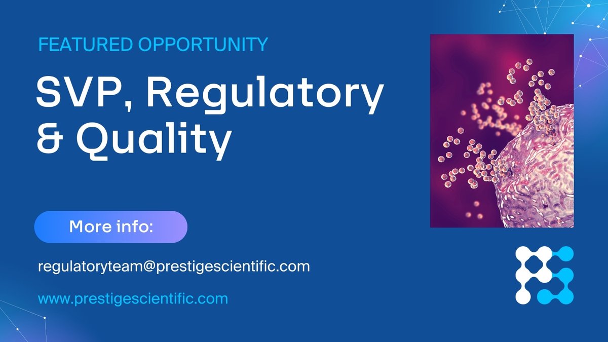 We have an exciting opportunity with our partner, a late-stage biotechnology company, focused on developing novel treatments for serious immunological diseases. Get in touch: regulatoryteam@prestigescientific.com 

#biotechjobs #biotechcareers #prestigescientific