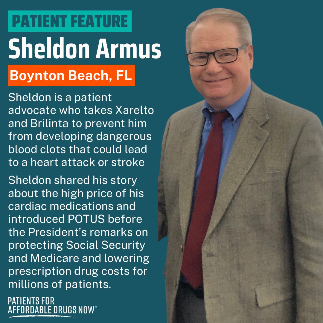 P4ADNOW featured patient advocate Sheldon shared his story about the high price of Xarelto and Brilinta before introducing President Biden. If you struggle to afford your medications, share your story: patientsforaffordabledrugsnow.org/share-your-sto…