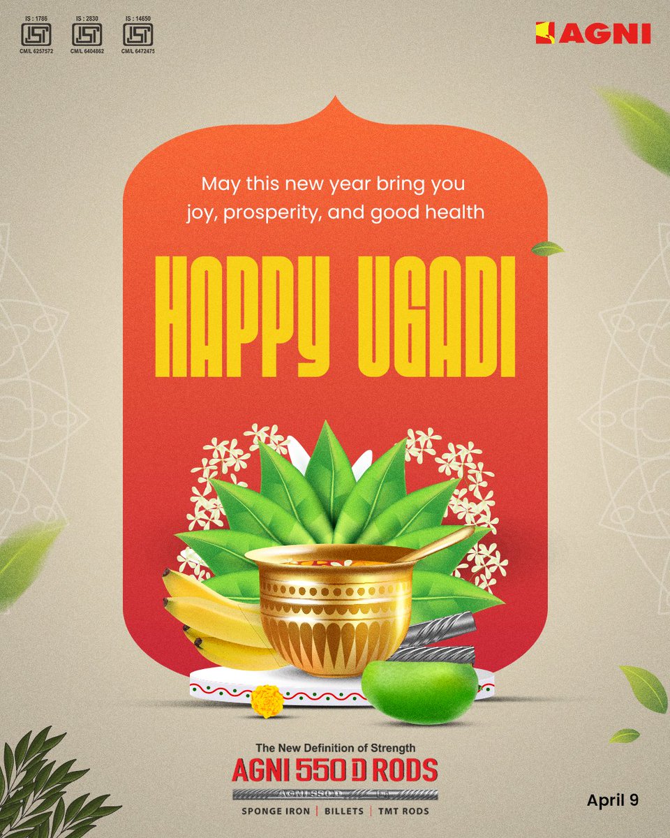 On this auspicious occasion of Ugadi, may your life be filled with health, wealth, and happiness.

#ugadi2024 #NewYearBlessings #UgadiCelebration #NewBeginnings #Agnisteels
