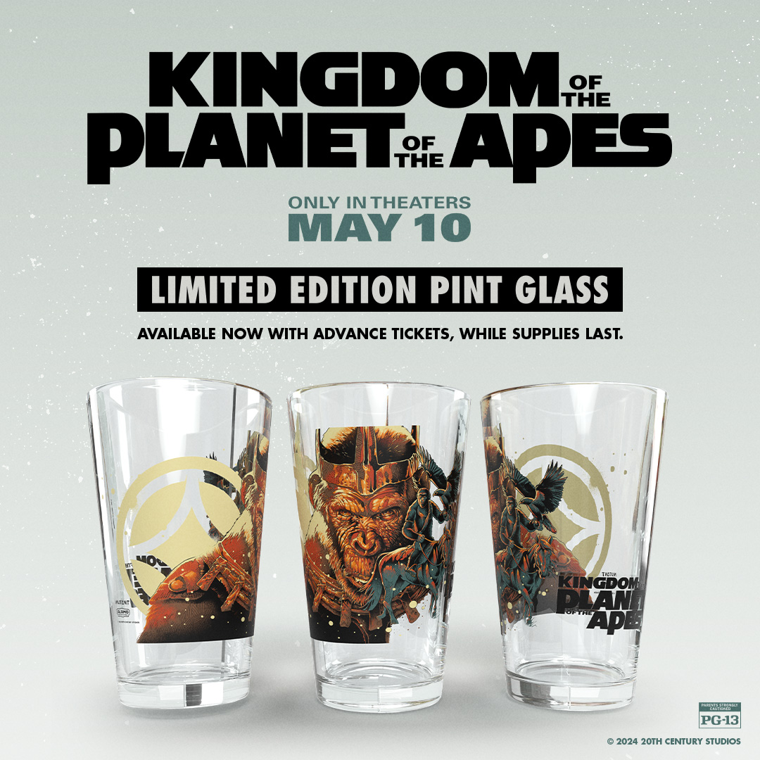 Now's not the time to monkey around - tickets are on sale for KINGDOM OF THE PLANET OF THE APES. While you're at it, be sure to grab our limited-edition pint glass, available while supplies last. 🎟️ drafthouse.com/show/kingdom-o…