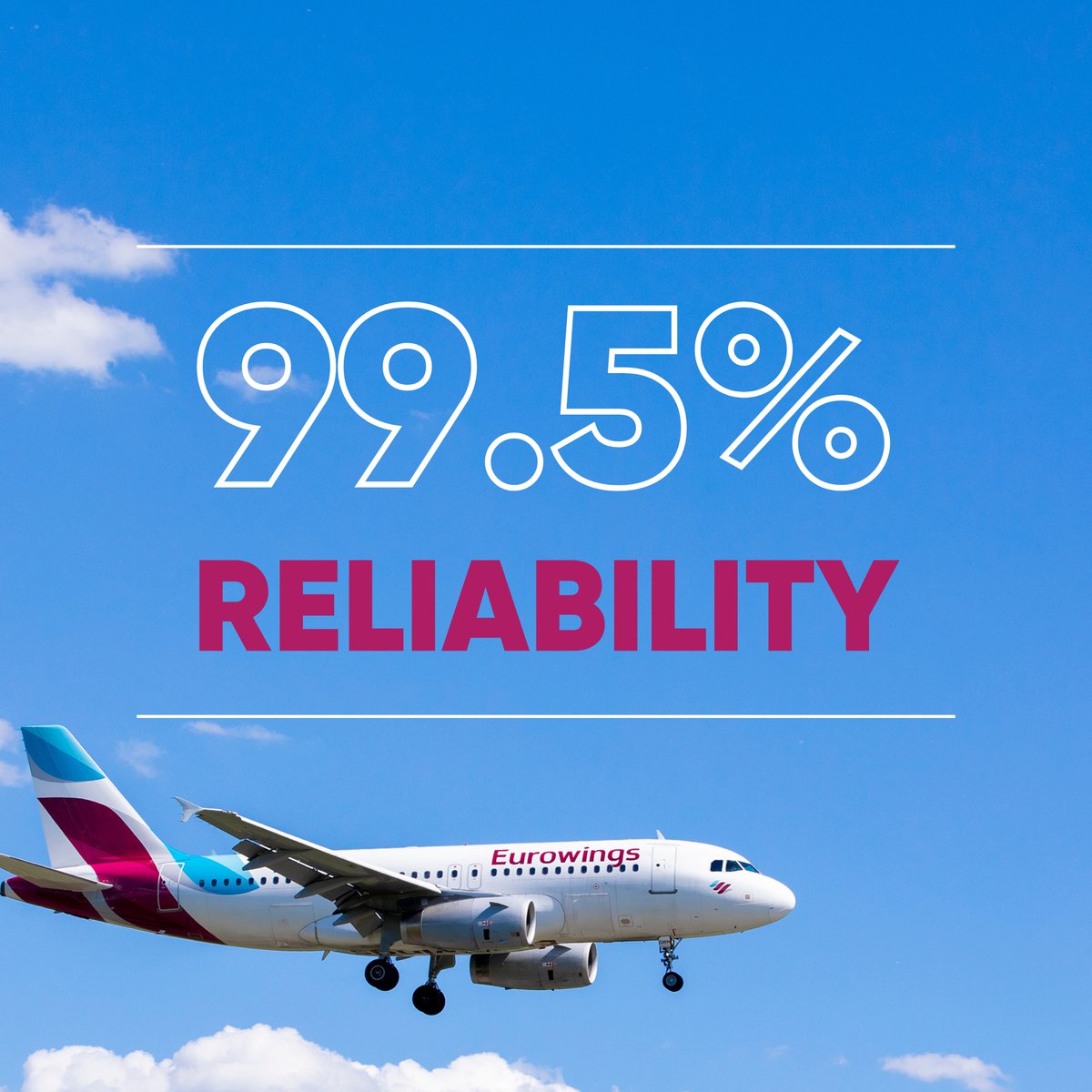 Easter recap: With a reliability of 99.5% over the long Easter weekend, we can say that almost all our 1,600 flights took off as planned. 🙌