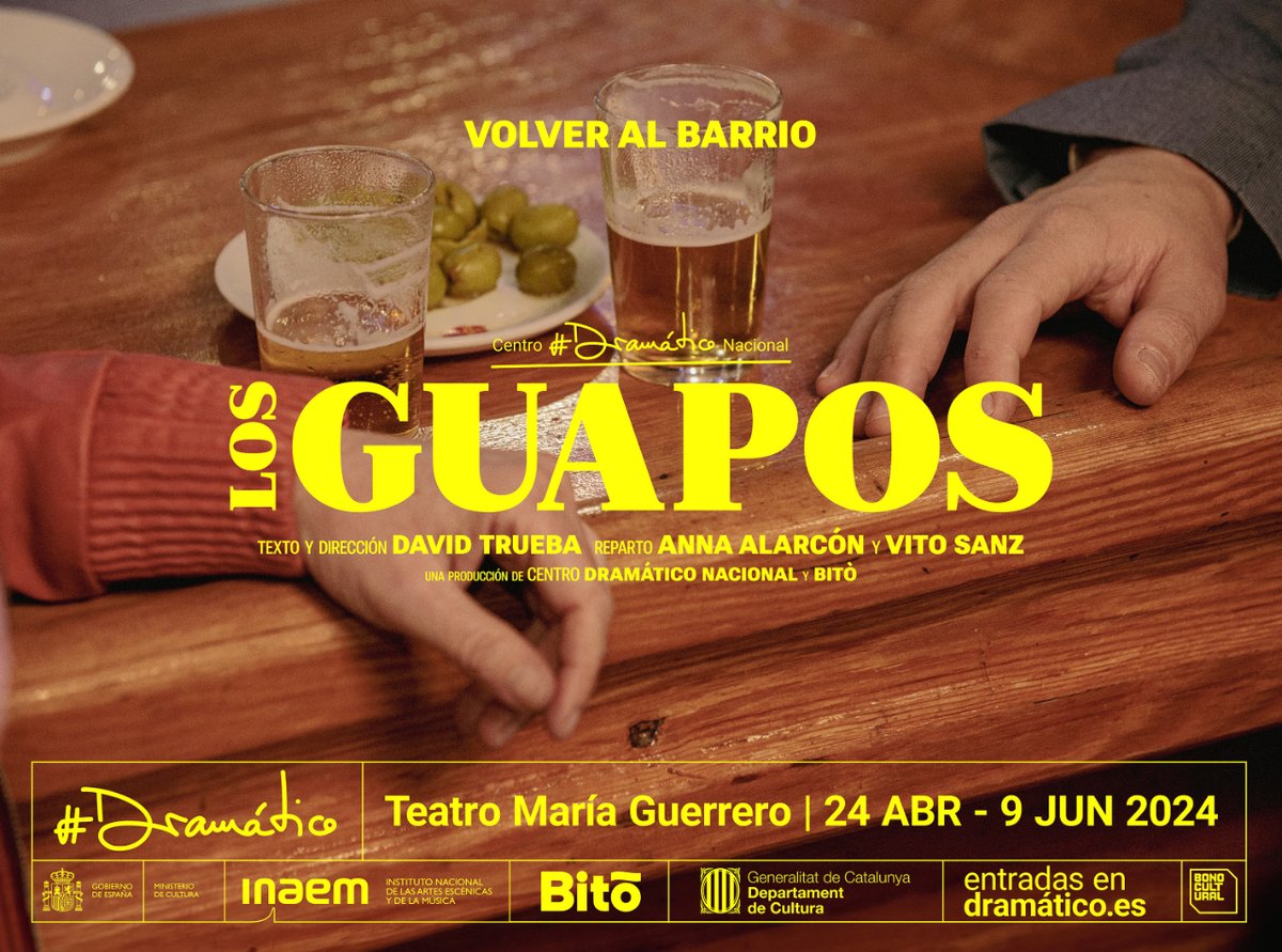 En #Losguapos, #DavidTrueba cuenta la historia de dos amigos que crecieron en el mismo barrio obrero. Tras años sin saber el uno del otro, un reencuentro les obligará a enfrentarse con sus propias vidas. ¡Consigue ya tus entradas! 🗓️ 24 ABR – 9 JUN 🎟️ bit.ly/CDN_LosGuapos