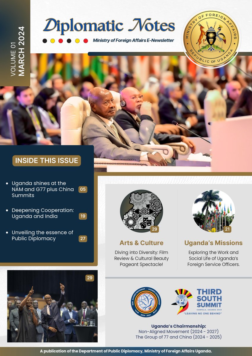 #MoFAUpdate: We are pleased to present to you the March edition of the MoFA E-Newsletter, and we are excited to share with you a plethora of engaging stories and updates from the Ministry🇺🇬. Read here👉 mofa.go.ug/media/mofa-new… @GenJejeOdongo @okelloryem @MulimbaJohn1 @Tybisa