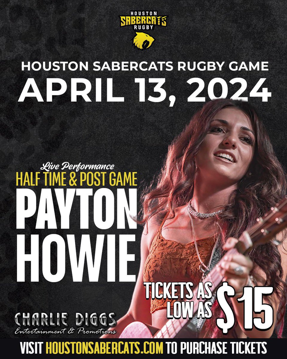 We’ve got an exciting Honoring Heroes lineup this Saturday🎉 @BCMOrtho 👕 Exclusive T-Shirts Available 🇺🇸 🎤 Special Performance by @paytonhowie 🎶 Join us for an unforgettable night of rugby 🏉 #MLR2024 #SaberCatsRugby #HoustonSaberCats