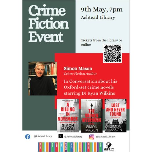 Got your ticket yet for our Crime Fiction Event? Only £5! We are excited to welcome author Simon Mason to the library who will be talking about his popular books and why readers are drawn to crime fiction. eventbrite.co.uk/e/crime-thrill…