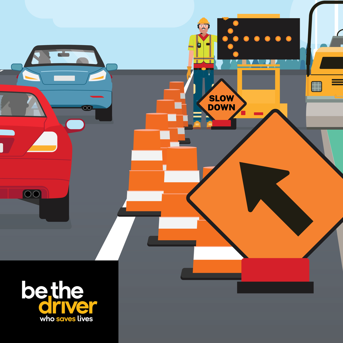 Road workers have a difficult job as it is. Don’t make their jobs harder. #BeTheDriver who knows to #StayAlert and #SlowDown in work zones. #Orange4Safety #MDOTsafety