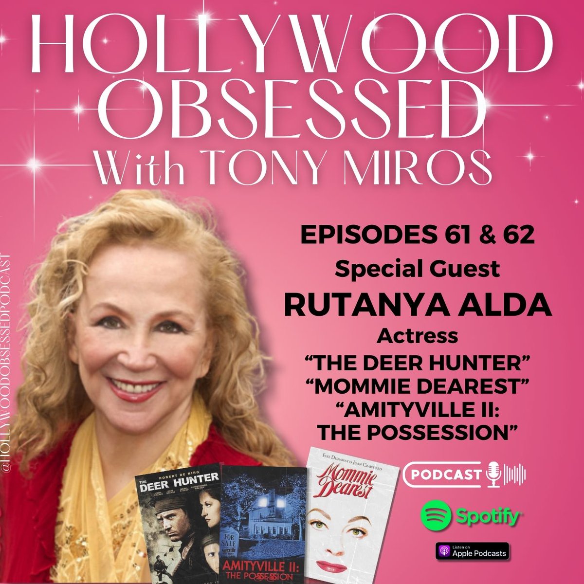 There are two new episodes of @HLWDobsessed for u 2 listen 2 featuring actress #RutanyaAlda who tells podcast host @tonymiros filming the movie #mommiedearest & her book #themommiedeaerestdiarycarolanntellsall ! Listen now! hollywoodobsessedthepodcast.com/guests/rutanya…