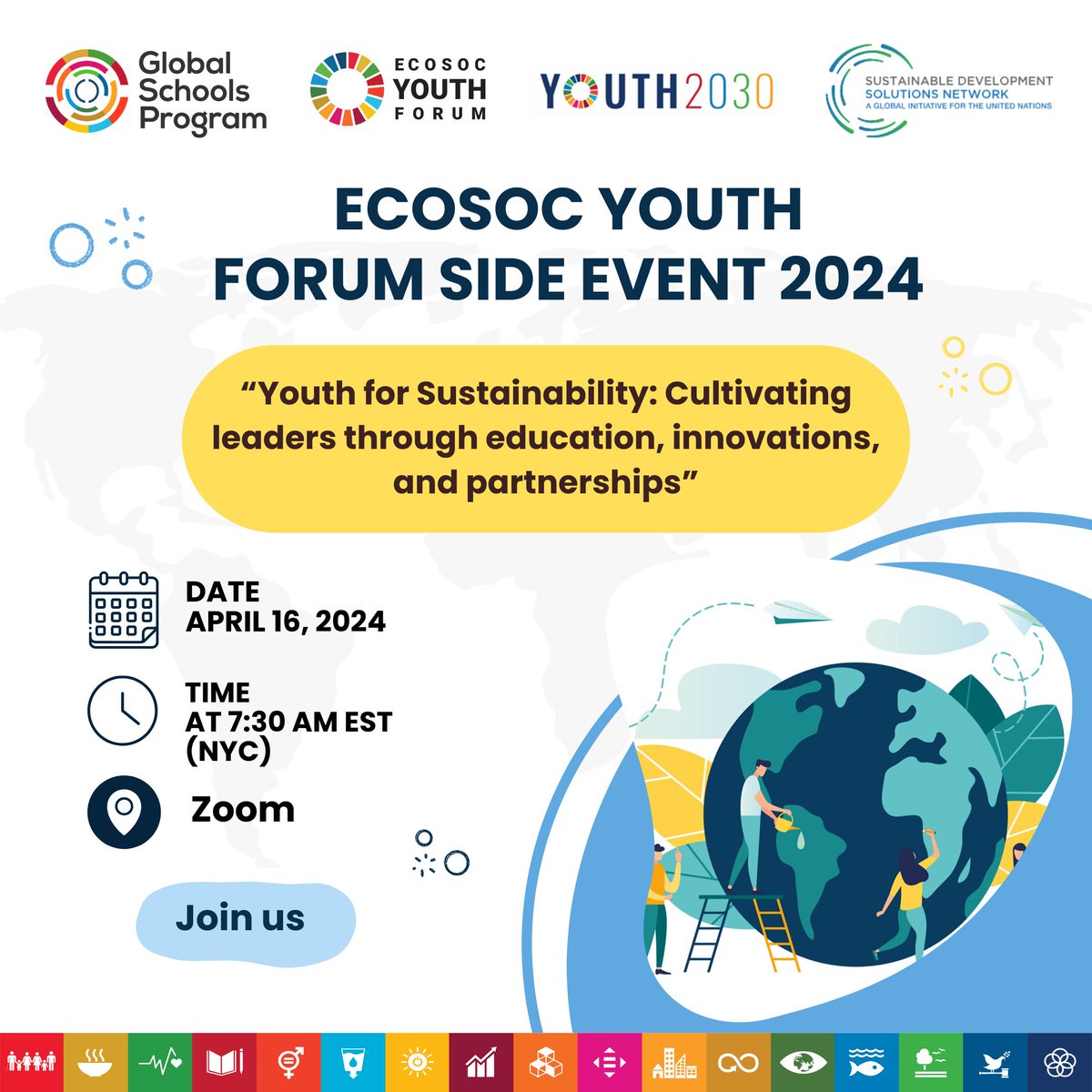 📢 Only 8 DAYS to our #ECOSOC Youth Forum side event! How can young people contribute to #sustainable climate action through education, innovation and partnerships? 🌏🌱 Register today to join the discussion!➡️ bit.ly/4aW3xHJ #ClimateAction #YouthEmpowerment #SDG13